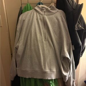 Aerie Gray Half-Zip Pullover Sweatshirt